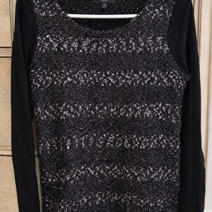 Sparkle & Fade Black Textured Knit Sweater Top – Size M